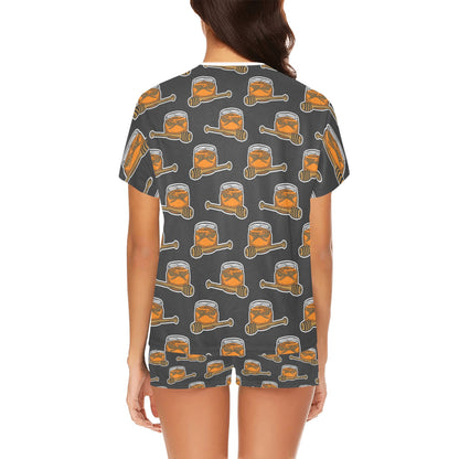 Honey Bee Print Design LKS305 Women's Short Pajama Set