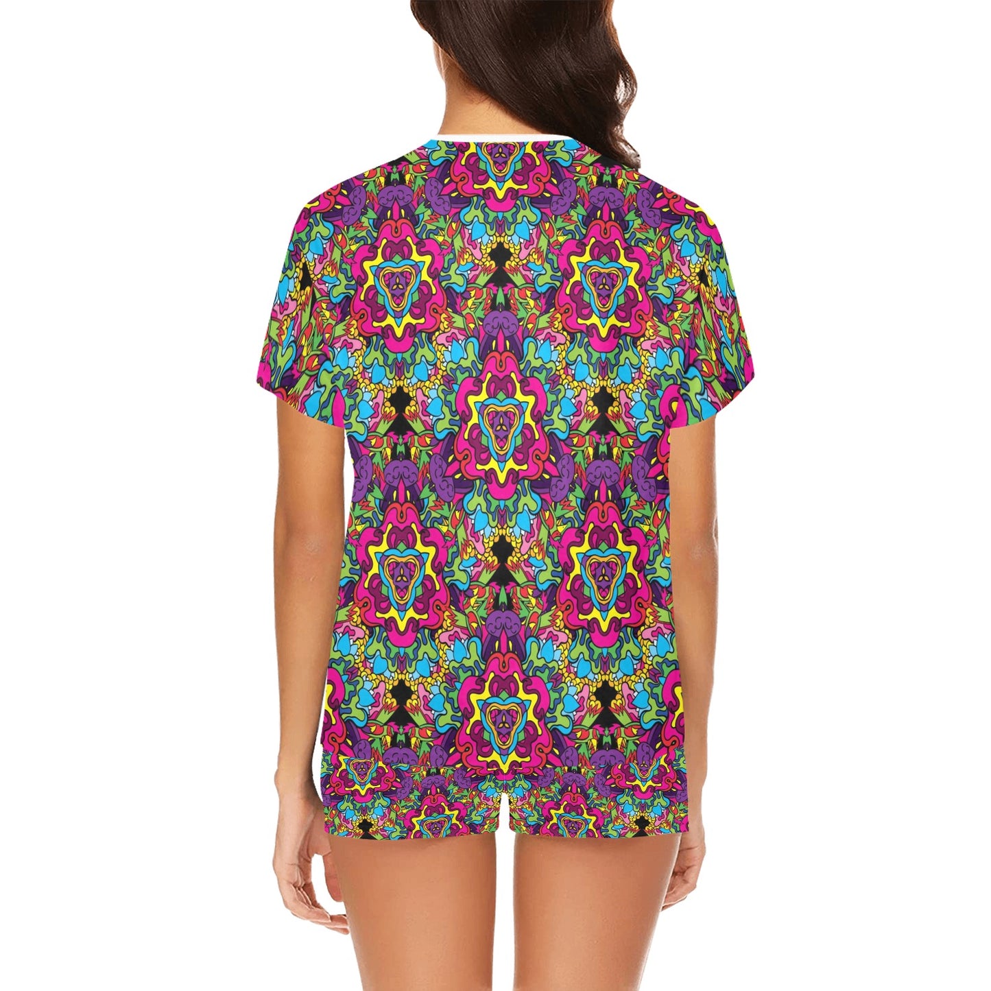Trippy Print Design LKS303 Women's Short Pajama Set