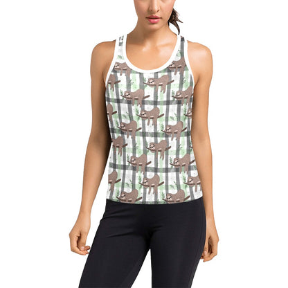Sloth Print Design LKS301 Women's Racerback Tank Top