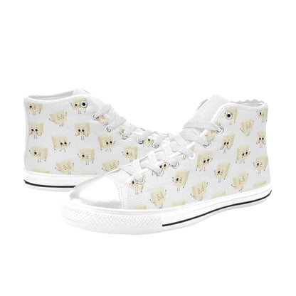 Tofu Print Design LKS301 High Top Women's White Shoes