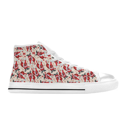 Santa Christmas Themed Print Design LKS302 High Top Women's White Shoes