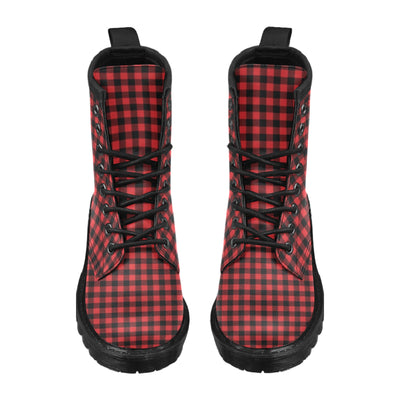 Red Black Buffalo Tartan Plaid Pattern Women's Boots