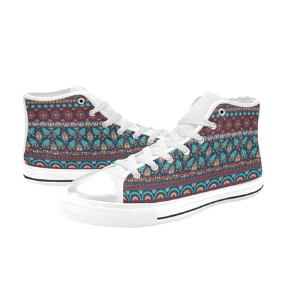 Suzani Print Design LKS302 High Top Women's White Shoes