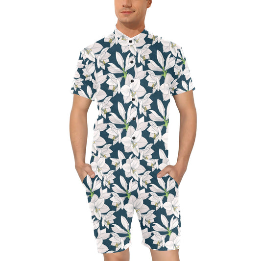 Amaryllis Pattern Print Design 01 Men's Romper