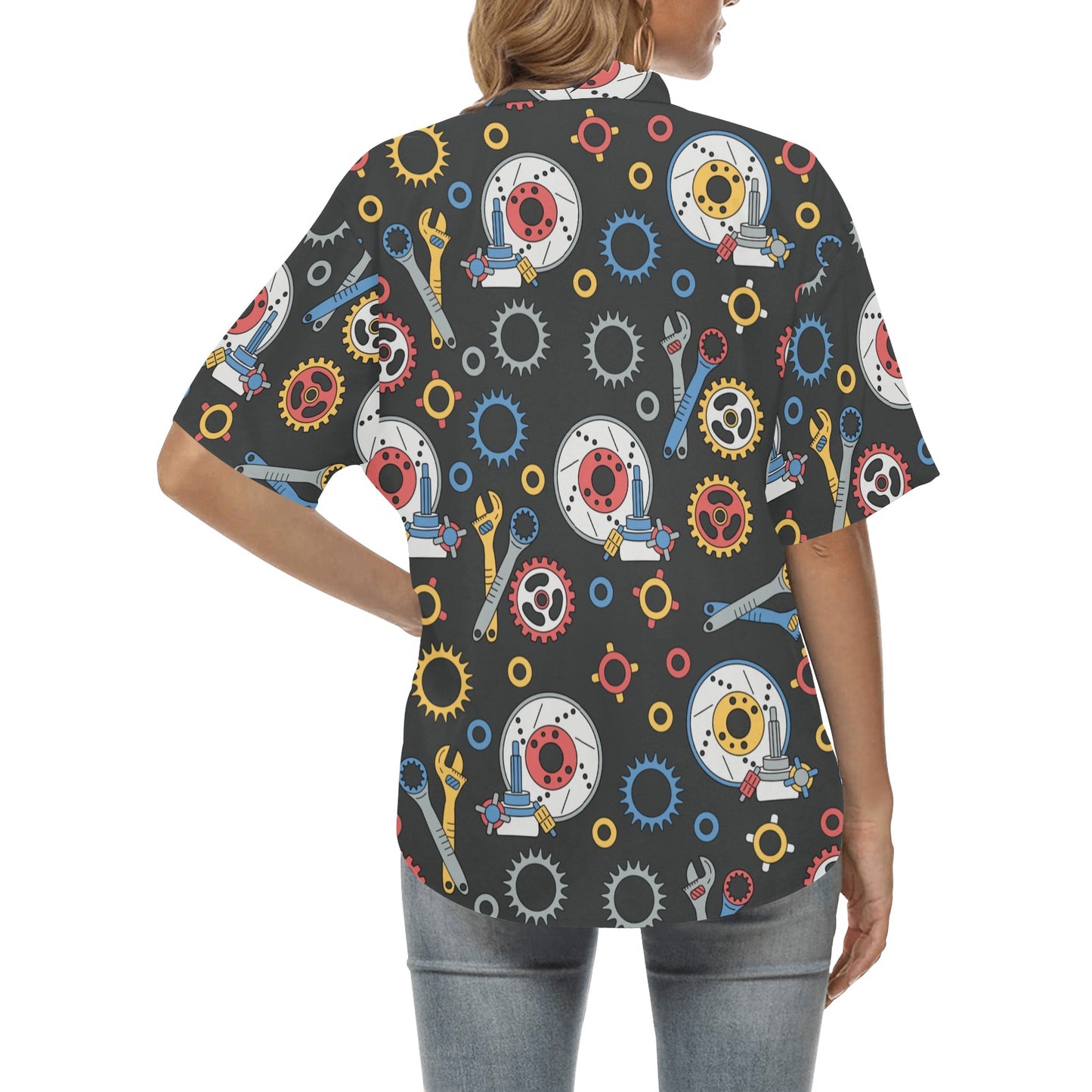 Mechanic Pattern Print Design 01 Women's Hawaiian Shirt