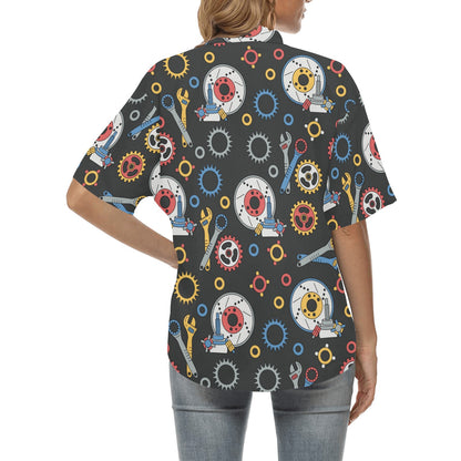 Mechanic Pattern Print Design 01 Women's Hawaiian Shirt