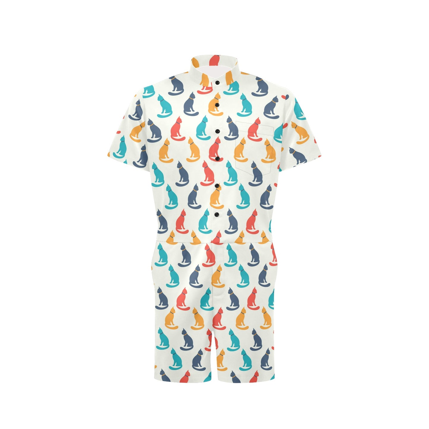 Cat Pattern Print Design 03 Men's Romper