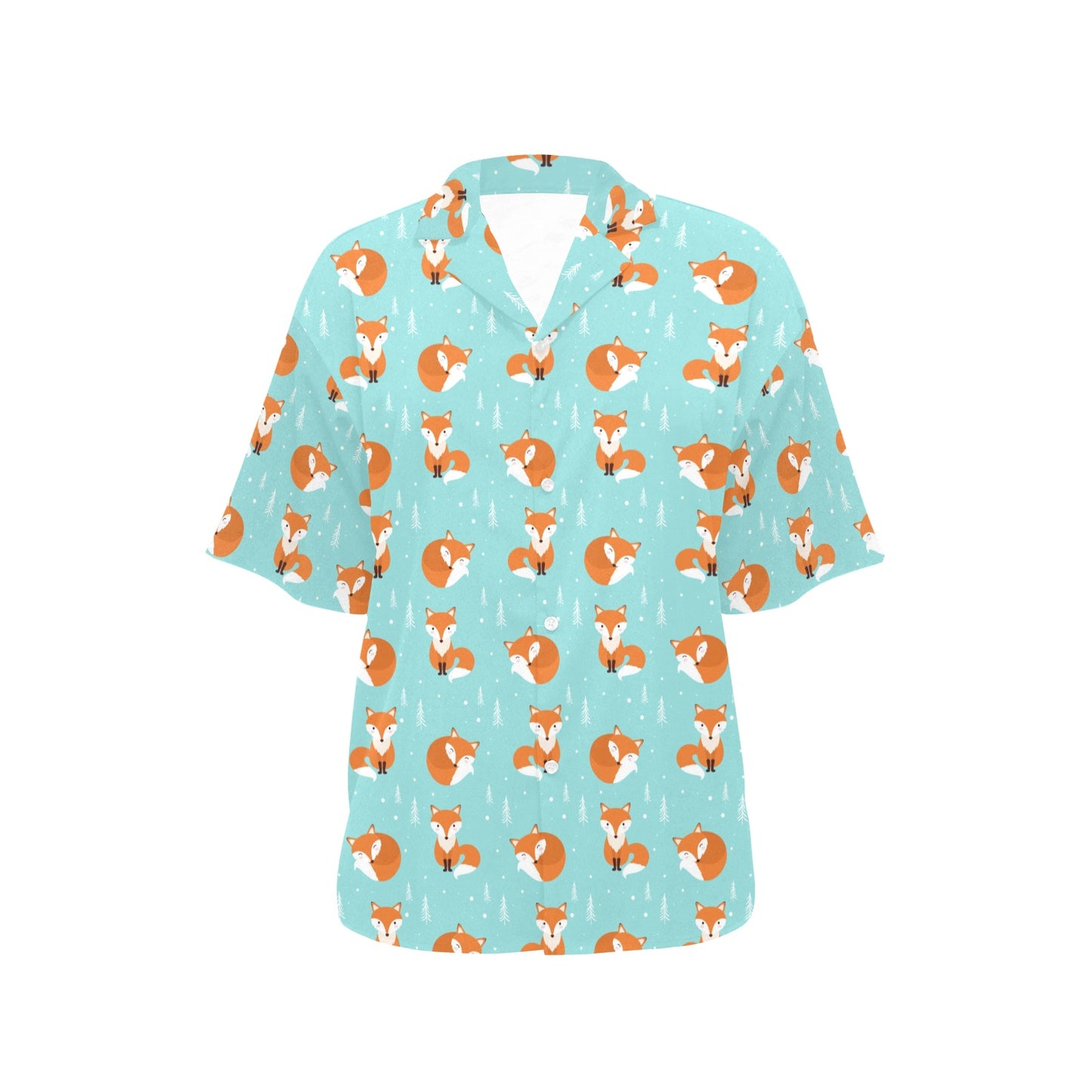 Fox Design Snow Print Pattern Women's Hawaiian Shirt