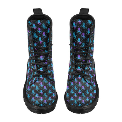 Octopus Blue Design Print Themed Women's Boots