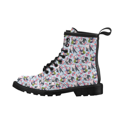 Panda Bear Flower Design Themed Print Women's Boots