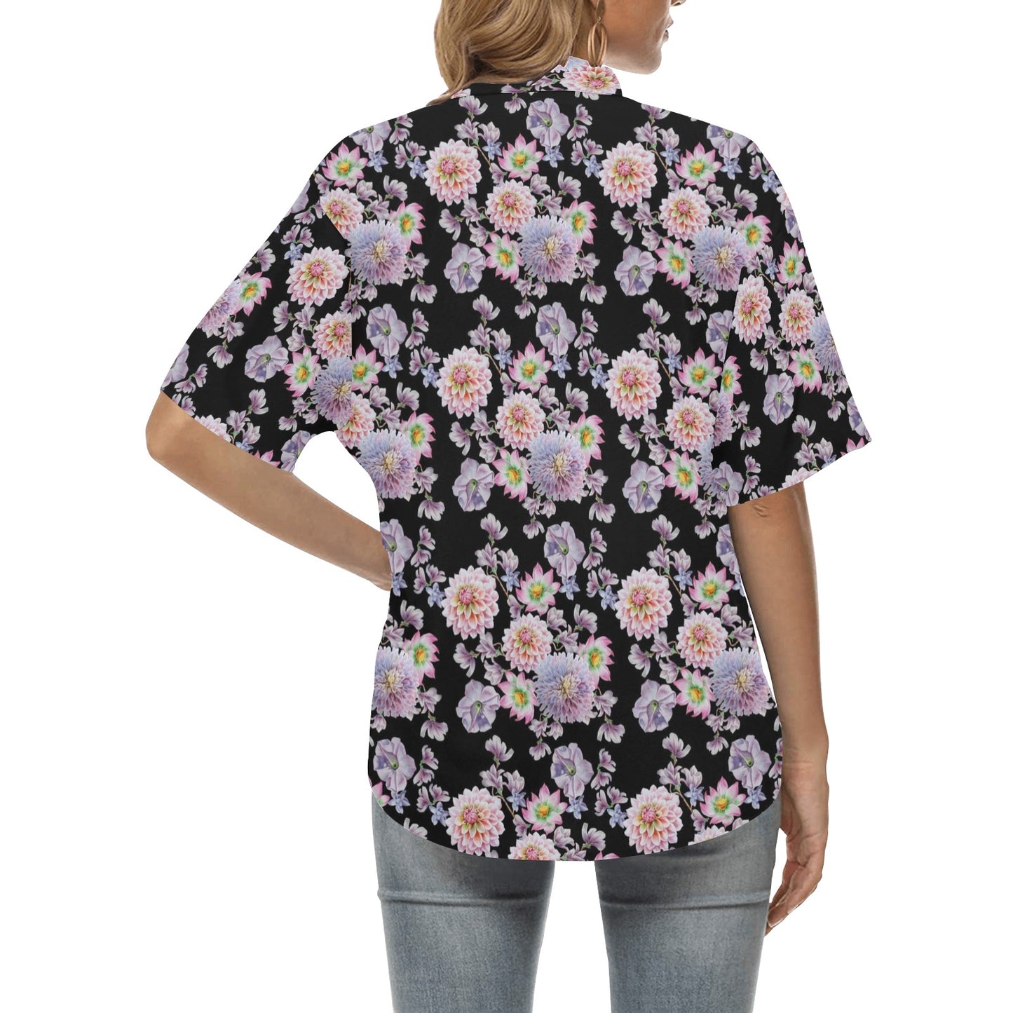 Dahlia Pattern Print Design DH012 Women's Hawaiian Shirt