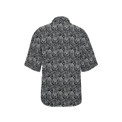 Paisley Black Design Print Women's Hawaiian Shirt