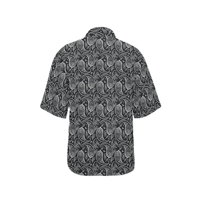 Paisley Black Design Print Women's Hawaiian Shirt