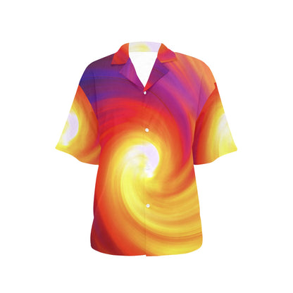 Vortex Twist Swirl Flame Themed Women's Hawaiian Shirt