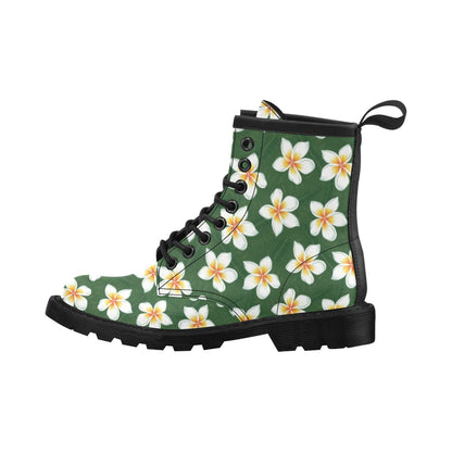 White Plumeria Pattern Print Design PM020 Women's Boots
