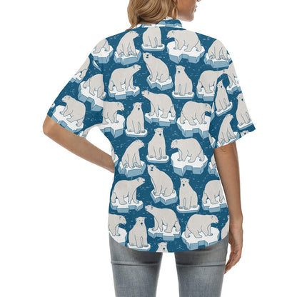 Polar Bear Pattern Print Design PB03 Women's Hawaiian Shirt