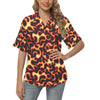 Flame Fire Themed Print Women's Hawaiian Shirt