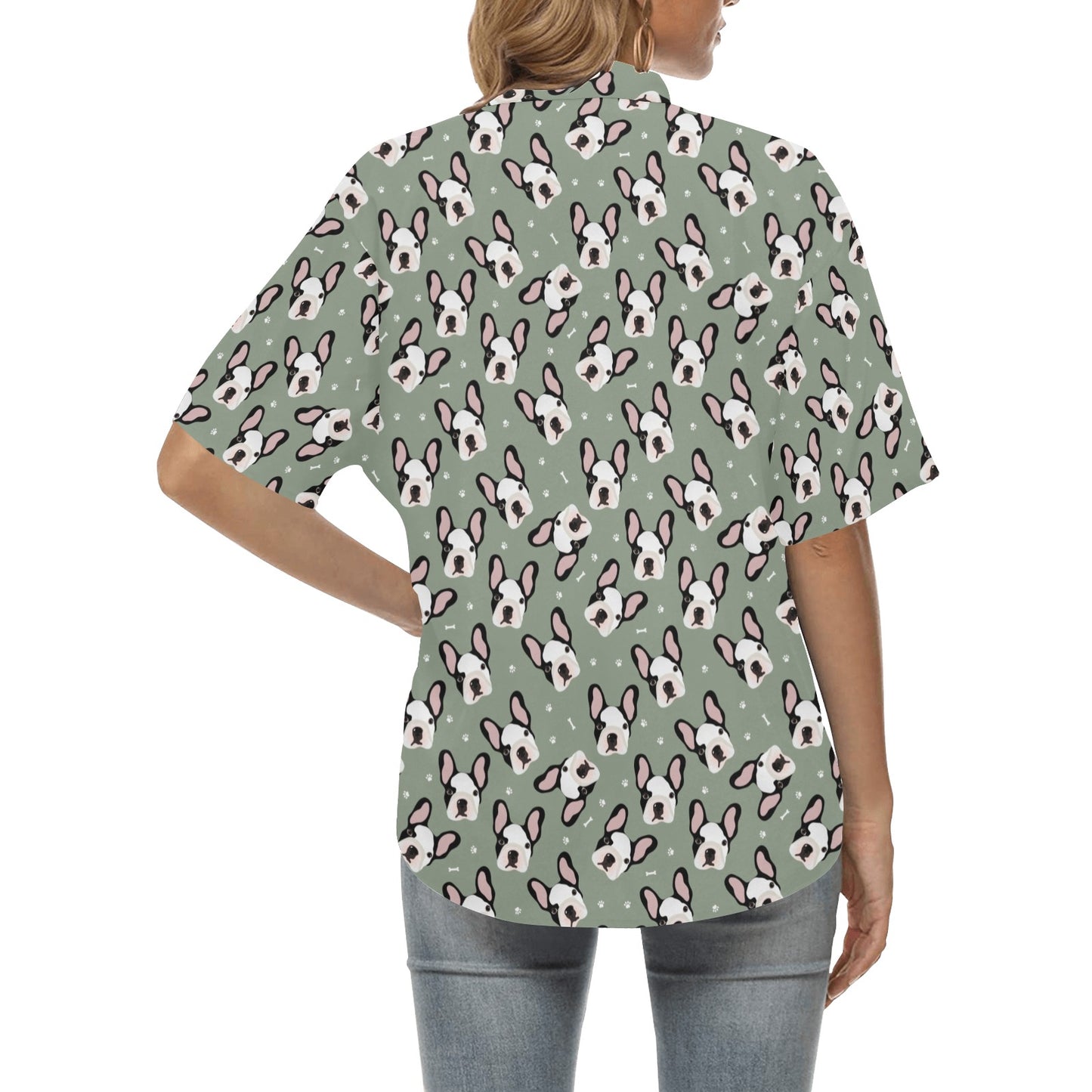 Boston Terrier Pattern Print Design 05 Women's Hawaiian Shirt