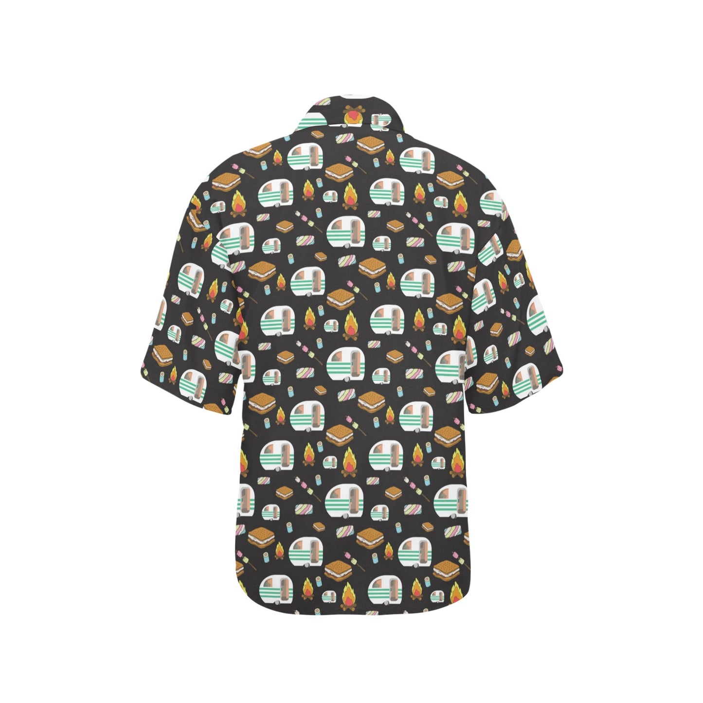 Camper marshmallow Camping Design Print Women's Hawaiian Shirt