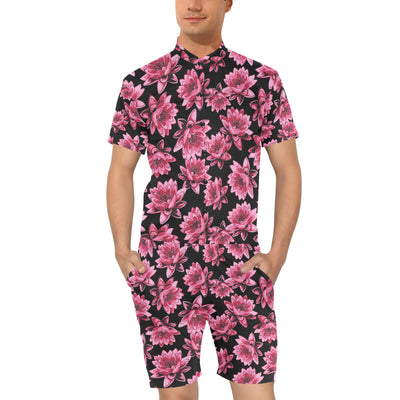 Lotus Pattern Print Design 03 Men's Romper