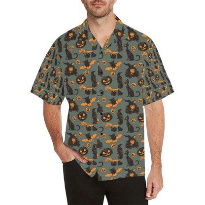 Witch Bat Halloween Print Design LKS305 Men's Hawaiian Shirt