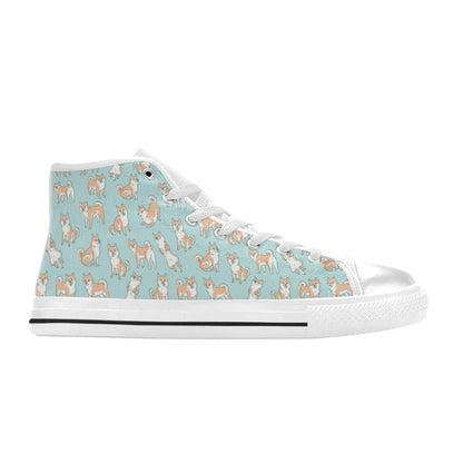 Shiba Inu Print Design LKS304 High Top Women's White Shoes