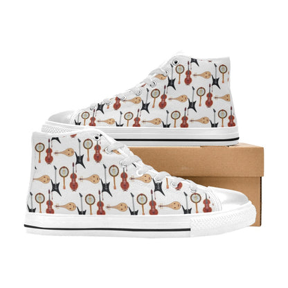 Banjo Print Design LKS403 High Top Women's White Shoes