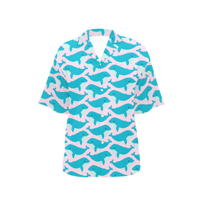 Whale Print Design LKS302 Women's Hawaiian Shirt
