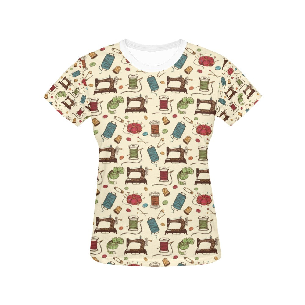 Sewing Equipment Print Design LKS303 Women's  T-shirt