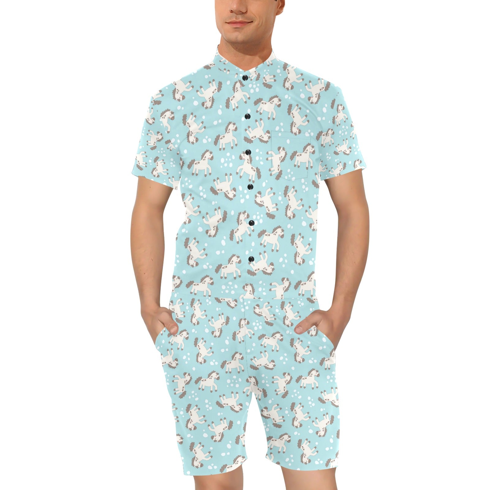 Horse Cute Print Design LKS306 Men's Romper