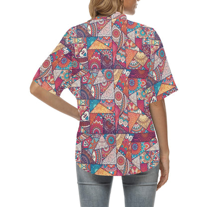 Patchwork Print Design LKS401 Women's Hawaiian Shirt
