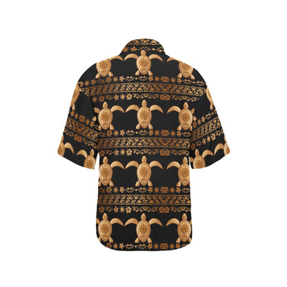 Tribal Sea turtle Polynesian Hawaiian Women's Hawaiian Shirt