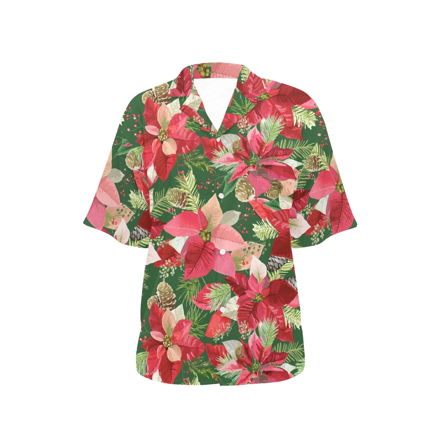 Poinsettia Pattern Print Design POT03 Women's Hawaiian Shirt