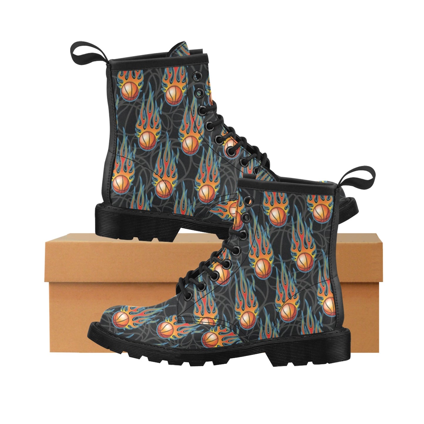 Basketball Fire Print Pattern Women's Boots