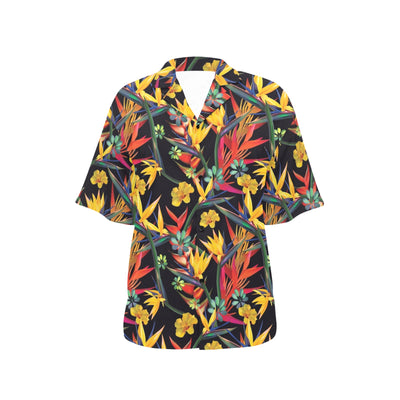 Bird Of Paradise Pattern Print Design BOP016 Women's Hawaiian Shirt