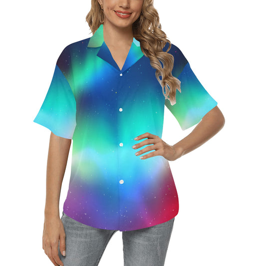 Aurora Borealis Pattern Print Design 02 Women's Hawaiian Shirt