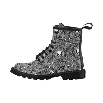Bandana Skull Print Design LKS303 Women's Boots