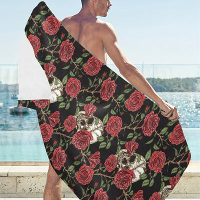 Skull And Roses Print Design LKS303 Beach Towel 32" x 71"