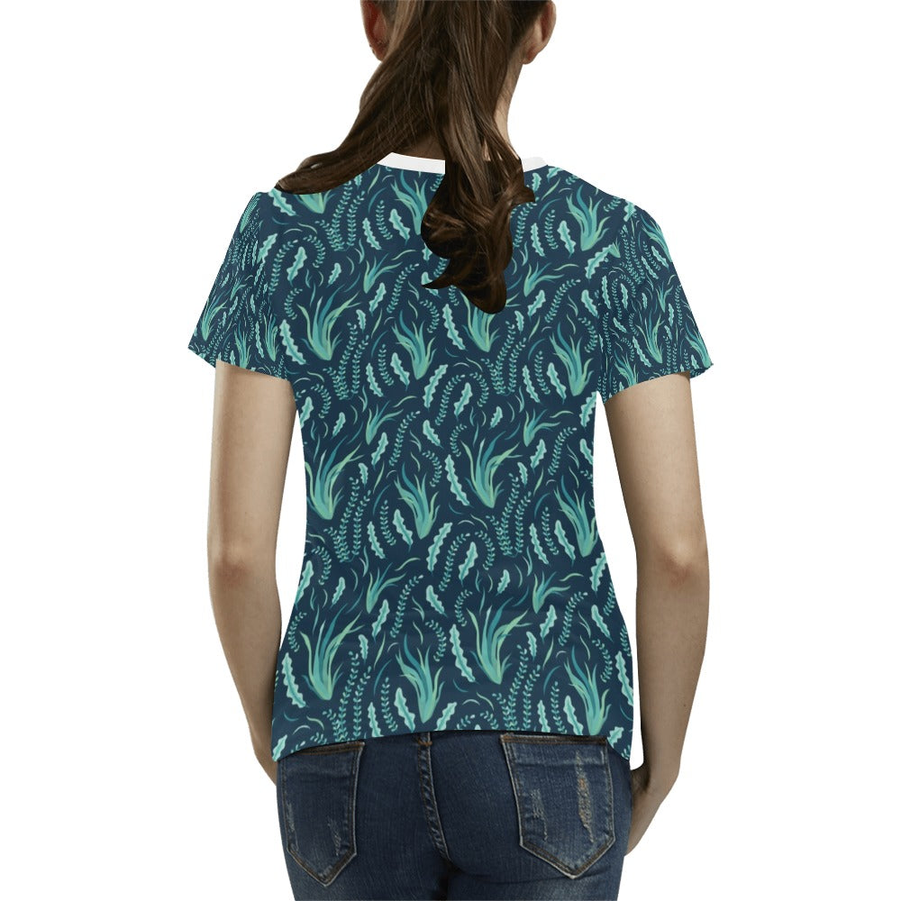 Seaweed Print Design LKS302 Women's  T-shirt