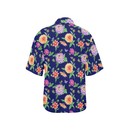 Dahlia Pattern Print Design DH010 Women's Hawaiian Shirt