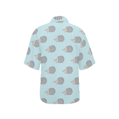 Hedgehog Pattern Print Design 02 Women's Hawaiian Shirt