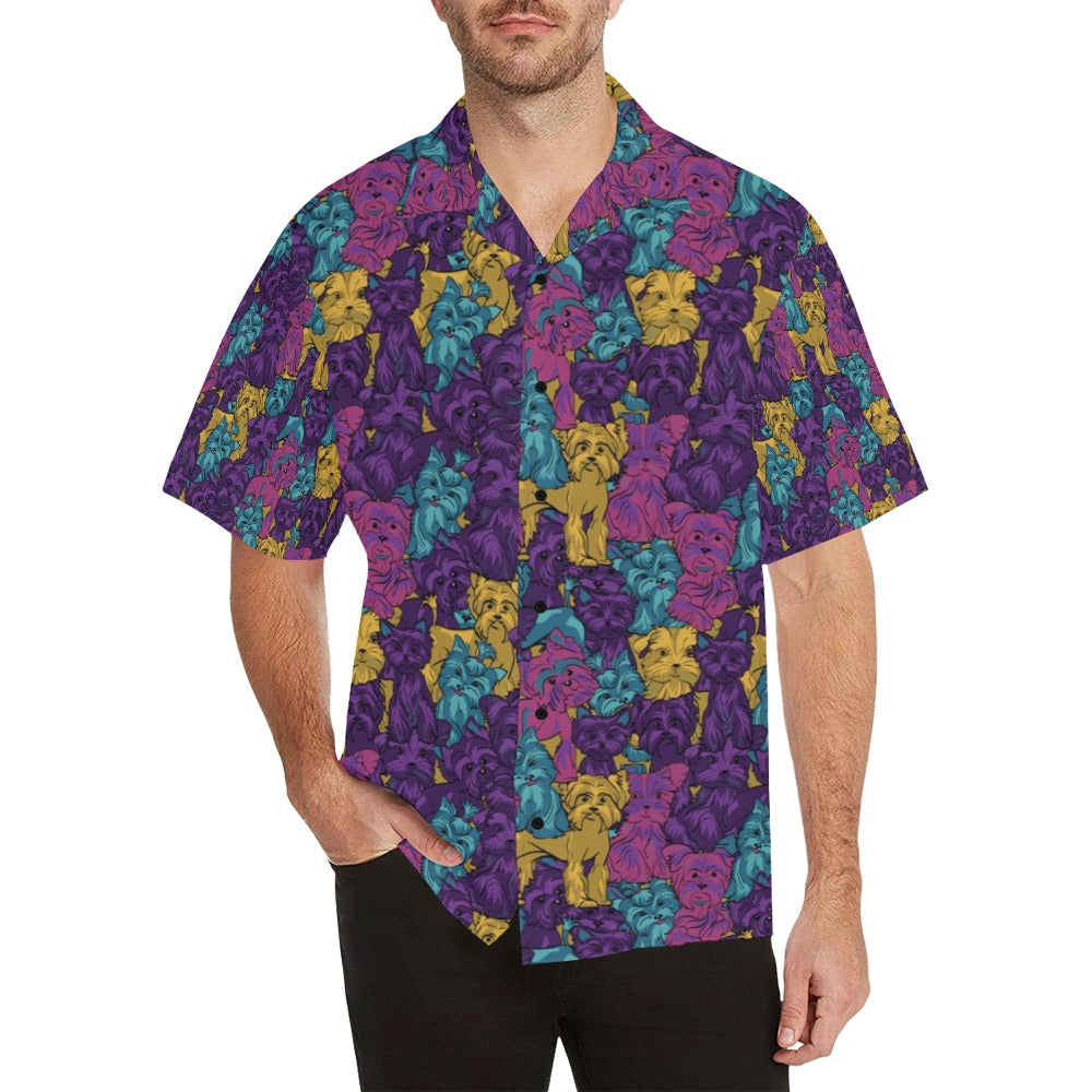 Yorkshire Terriers Print Design LKS3010 Men's Hawaiian Shirt