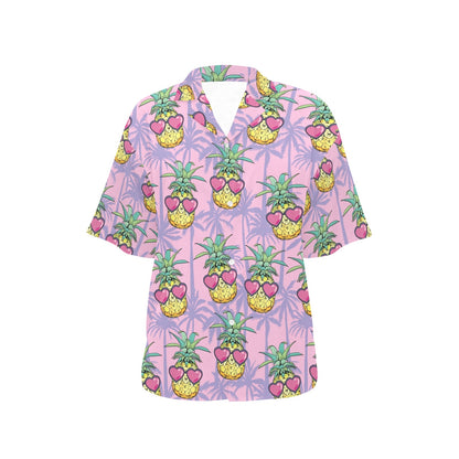 Pineapple Pattern Print Design PP06 Women's Hawaiian Shirt