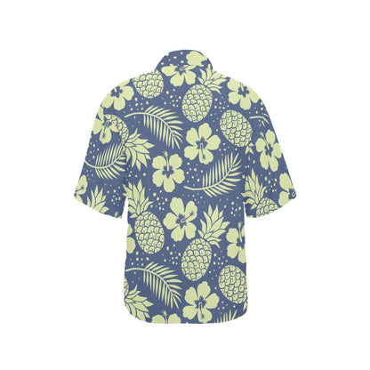 Pineapple Pattern Print Design PP07 Women's Hawaiian Shirt