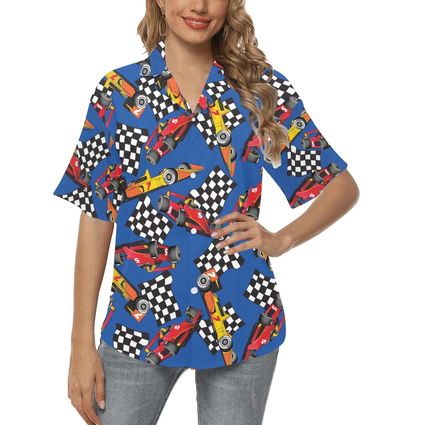 Racing Pattern Print Design A01 Women's Hawaiian Shirt