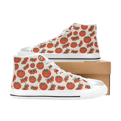 Tomato Print Design LKS302 High Top Women's White Shoes