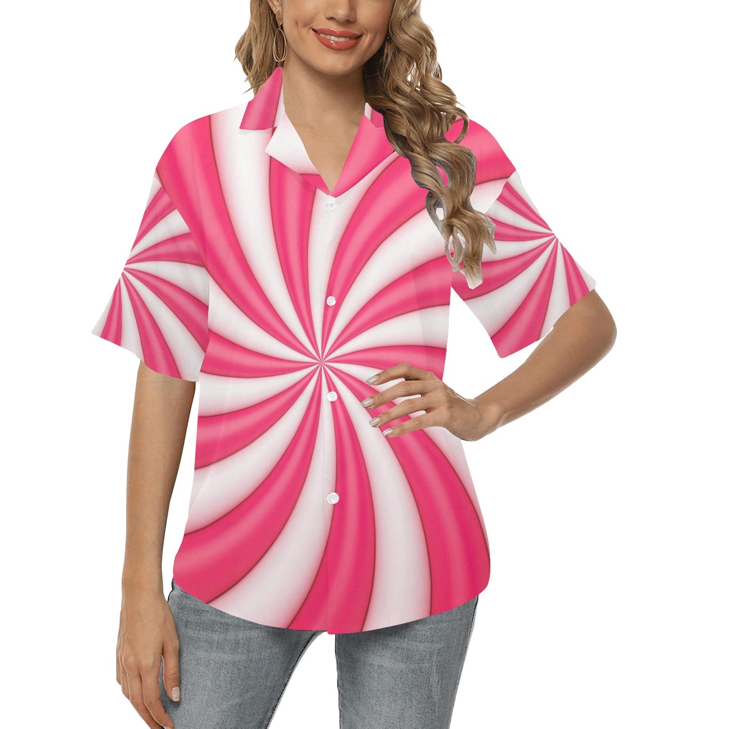 Vortex Twist Swirl Candy Print Women's Hawaiian Shirt