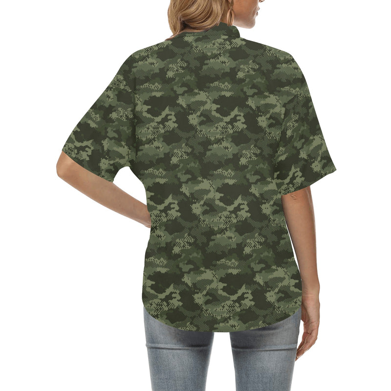 Army Camouflage Pattern Print Design 02 Women's Hawaiian Shirt