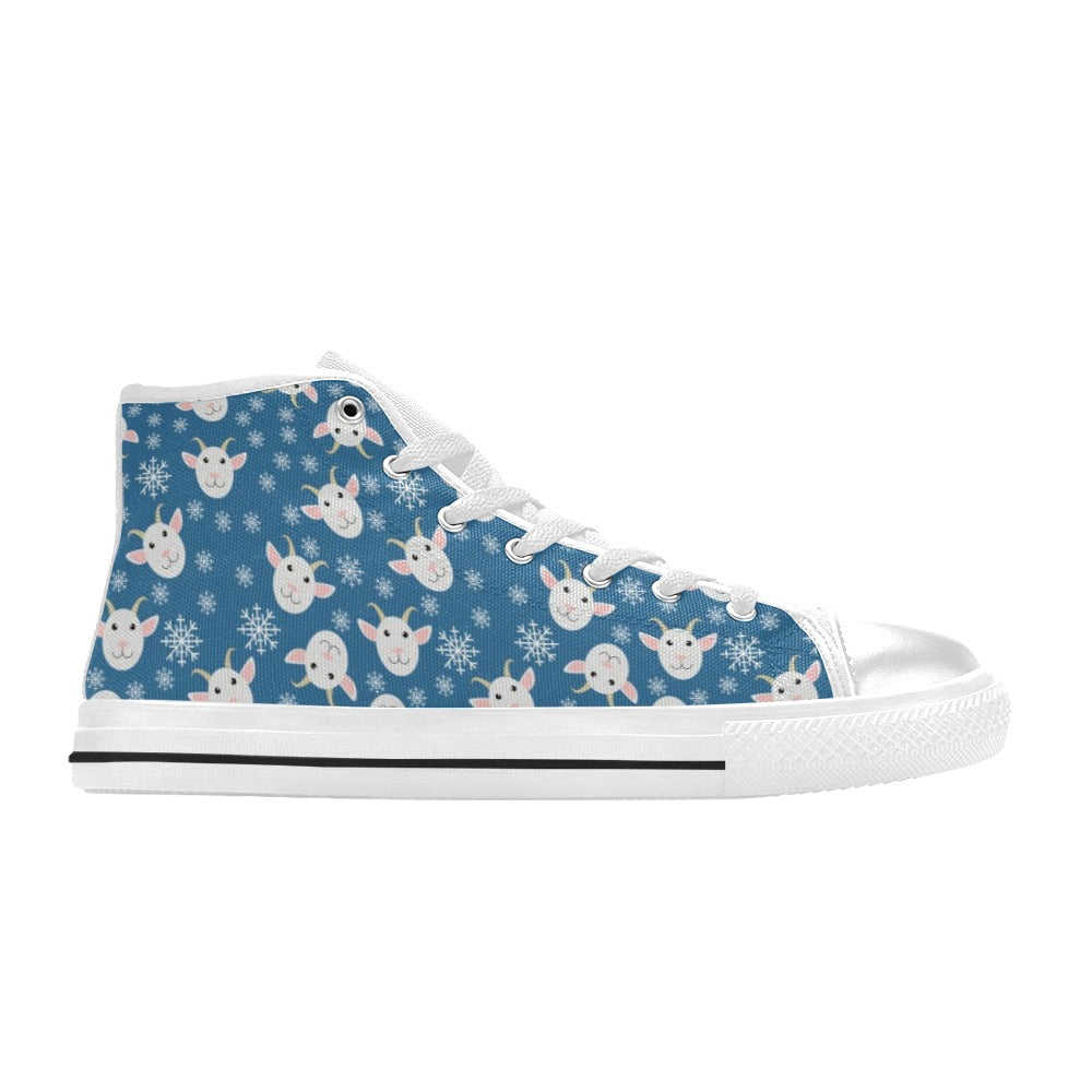 Goat Print Design LKS402 High Top Women's White Shoes