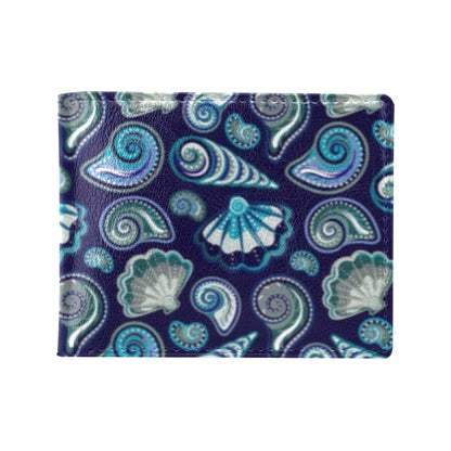 Beach Seashell Blue Print Men's ID Card Wallet